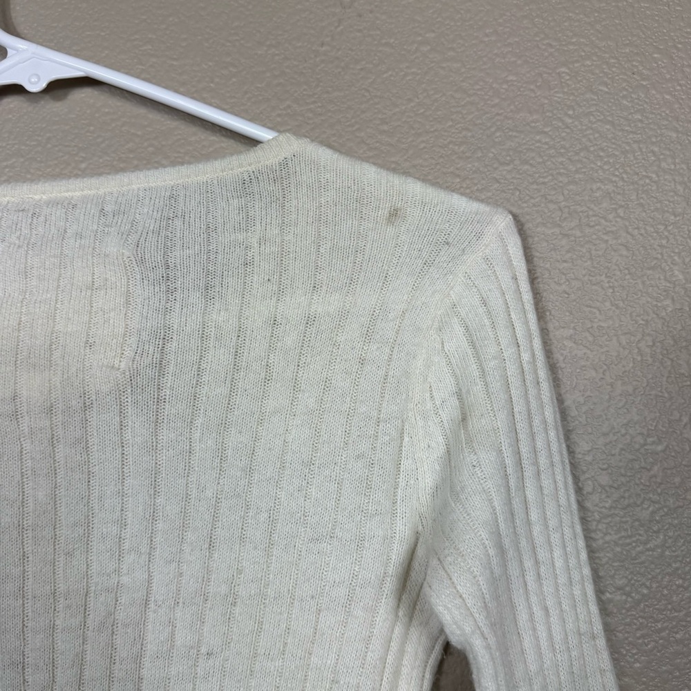 Y2K Abercrombie Babydoll Henley Angora Long Sleeve Top‎ Beaded Ribbed Sweater D - Picture 9 of 13
